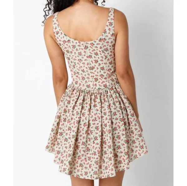 NWT Olivaceous Women’s Floral Print A-Line Dress Linen, Sz L - Image 3