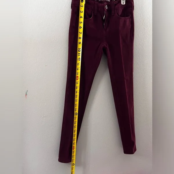 American Eagle Women Red Burgundy Jegging Jean 360 size 0 super‎ stretch - Image 6