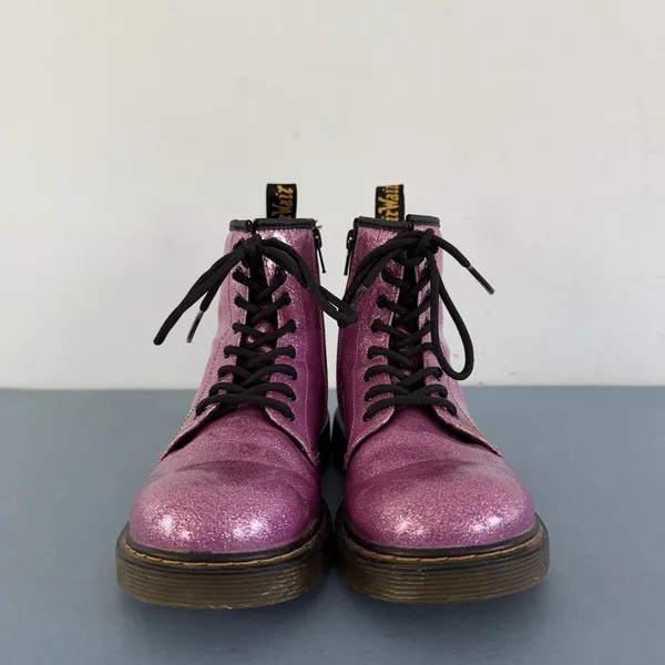 Dr. Martens‎ 1460 8-Eye Pink Glitter Boots Lace Up Combat Shoes - Image 2
