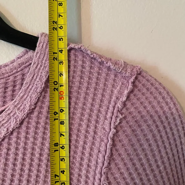 We The Free Waffle Knit Purple Long Sleeve Shirt Loungewear Long Sleeve Small - Image 7