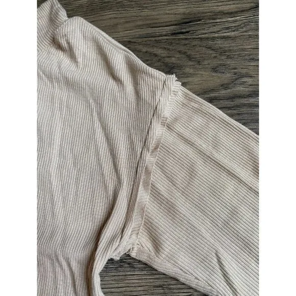 EUC Womens Miss Me Ribbed Stretchy Long‎ Sleeve Tan Top Tunic Side Split Size S - Image 5