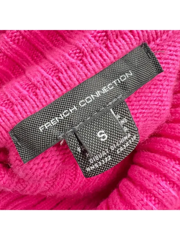French Connection Puff Sleeve Turtleneck Sweater Pink Size Small Preppy Bold - Image 8