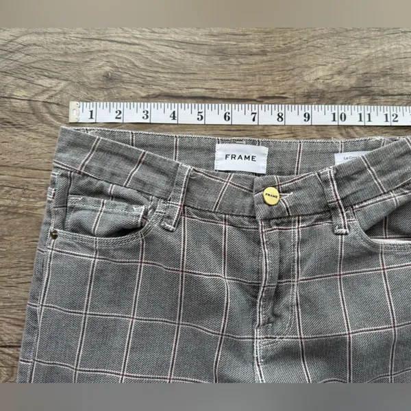 FRAME Le Crop Mini Boot Window Pane Plaid Pants Size 24‎ - Image 7