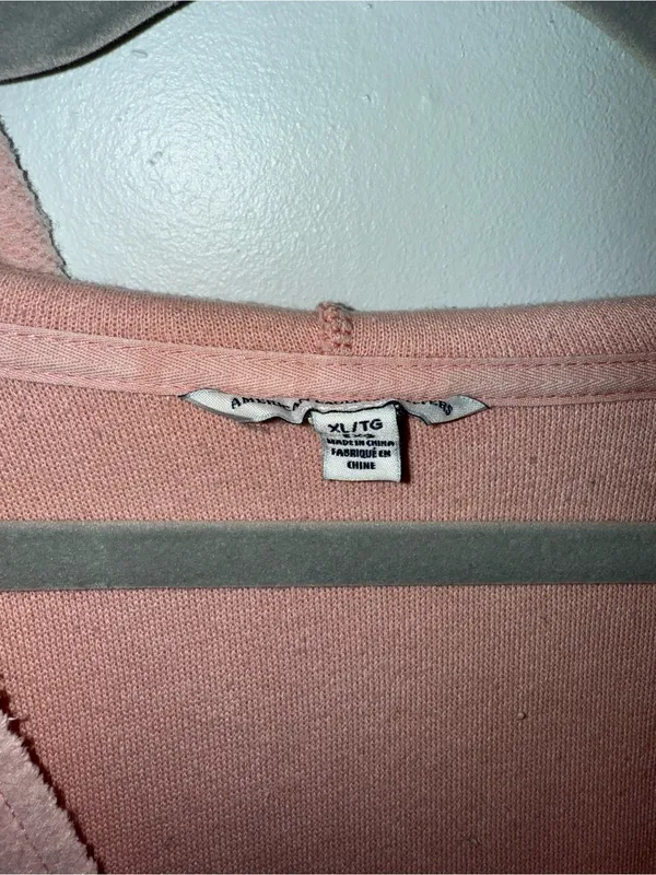 American Eagle Outfitters Pink V-Neck Drawstring Hoodie - Image 2