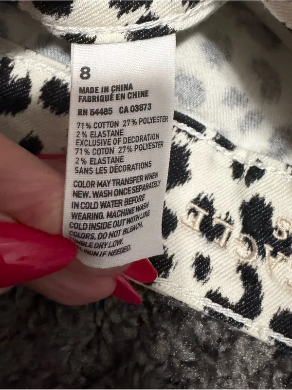 Black & White Leopard Print Denim Shorts.. American Eagle - Image 3