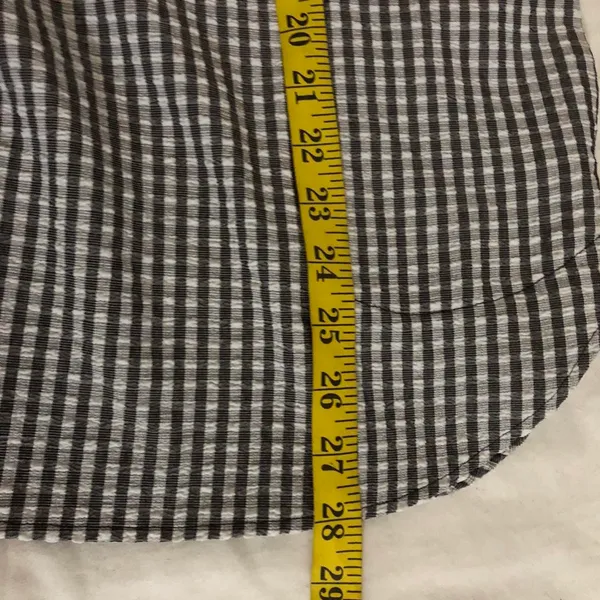 Black white gingham button up down long sleeve oversize shirt blouse priest neckline cuffed sleeves Measurement in pics, excellent condition - Image 5