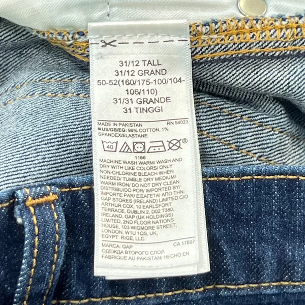 GAP Vintage Flare High Rise Jeans 31 12 Tall Dark Wash Rinsed Raw Hem‎ Stretch - Image 7