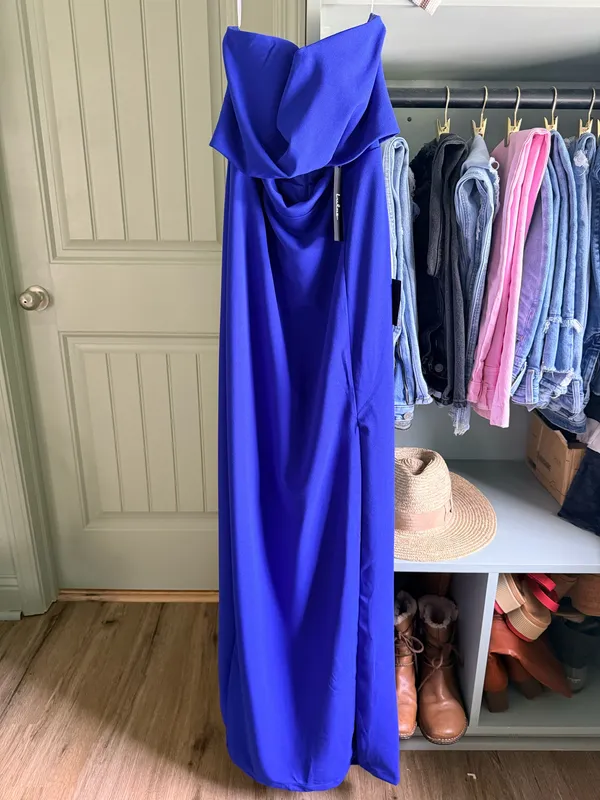 Lulus Extravagant Persona Blue Strapless Cutout Column Maxi Dress - Image 2