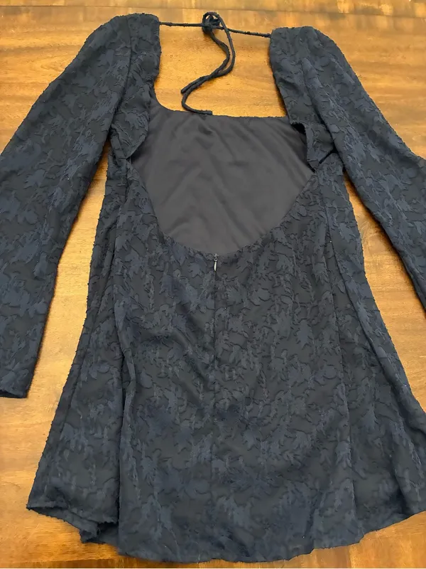 Princess Polly Dress Women’s 10 Mini Dress Long Sleeve Navy Blue Textured - Image 3