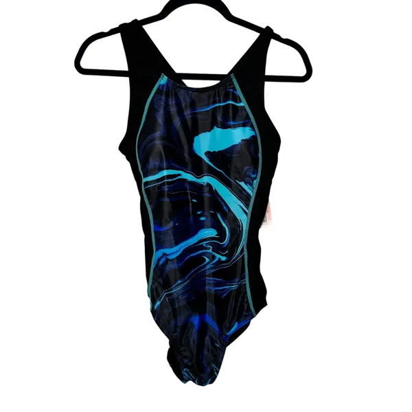 Charmo Swimsuit One Piece Athletic Training Blue Marble UPF 50+ Womens‎ - Image 2