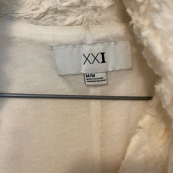 Forever 21 Cream Sherpa Vest with Black Accents - Image 3