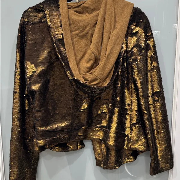 Free People Women's Terracotta Fully Sequin Hooded Jacket Glam Bronze Size XS - Image 10