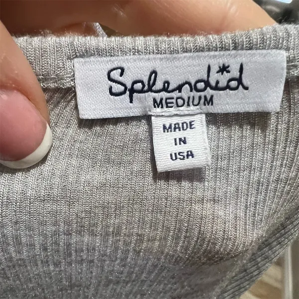 Splendid Tank Top Womens M Heather Gray Ribbed Racerback High Neck Stretch - Image 3