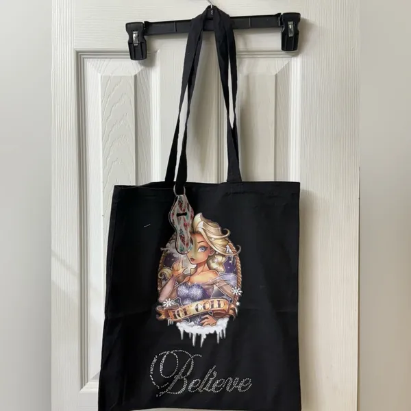 Handmade Ice cold‎ black tote bag - Image 2