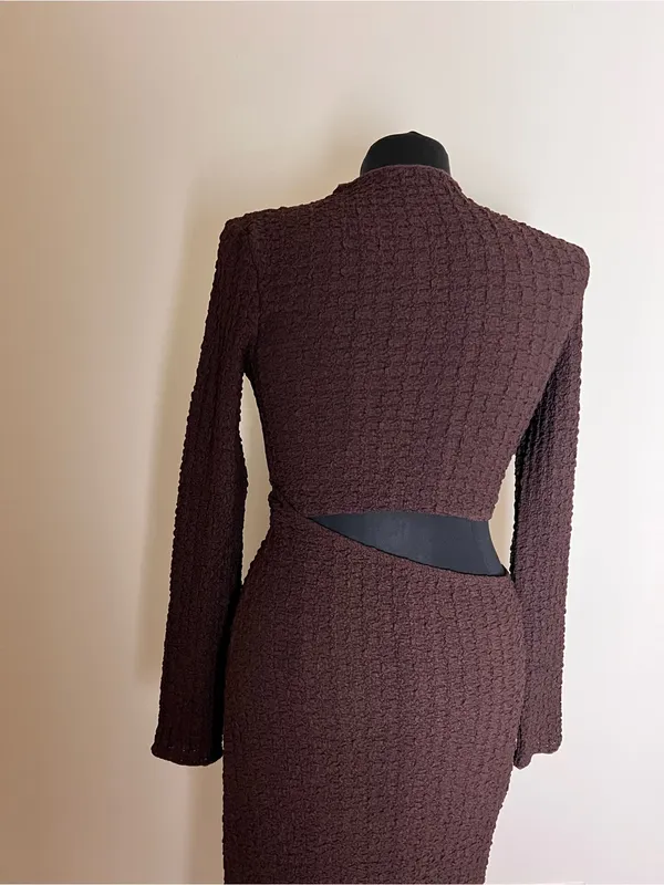 Zara Brown Cutout Knit Maxi Dress NWT - Image 2