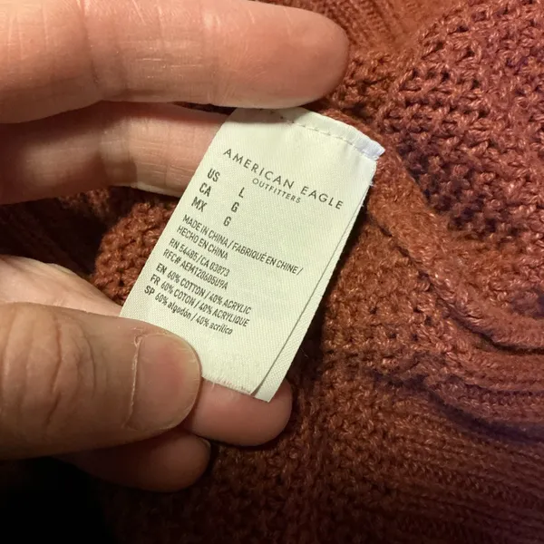 American Eagle Rust Henley Sweater | Lightweight Knit Long Sleeve - Image 3