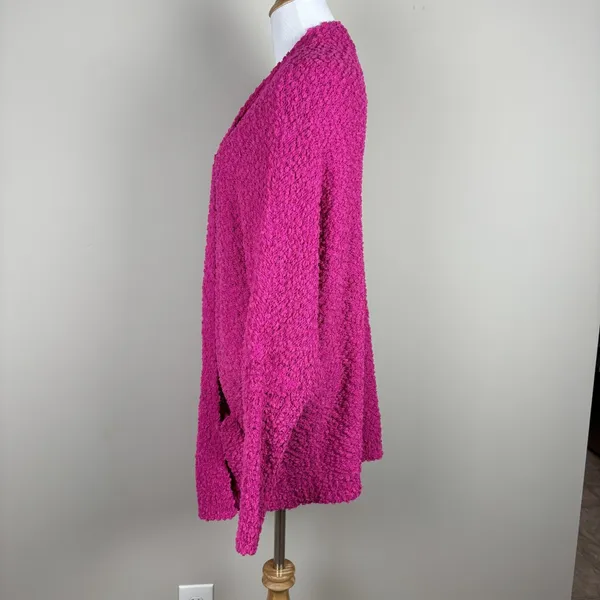 Umgee Oversized Cardigan Sweater Womens Large Pink Open Cozy Loungewear Bat Wing - Image 5