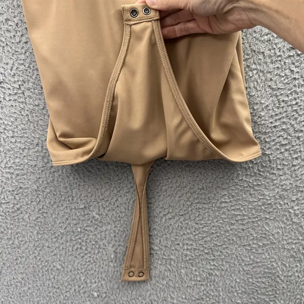 Express‎ Body Contour Bodysuit Tank Sleeveless Thong Tan Women's Medium - Image 3