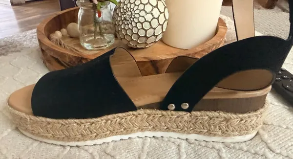 Soda Espadrille Flatform Sandals Black Nubuck - Image 6