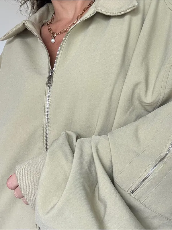 WeWoreWhat Oversized Bomber Jacket in Light Khaki - Image 6