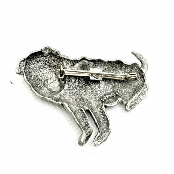Vintage JJ Jonette Shar Pei Dog Brooch Pewter Tone Signed ©1985 - Image 5