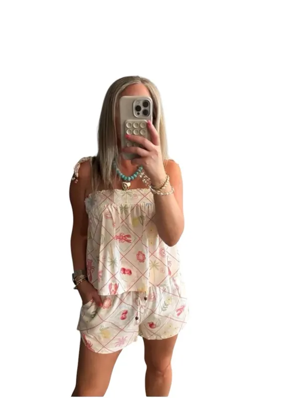 Celebrity Pink Coastal swingtop shorts set lobster floral print Vacation - Image 6