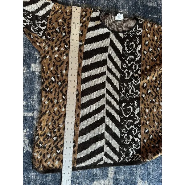 Classic Elements Vintage Sweater Mixed Animal Print Made In USA Womens Large - Image 6