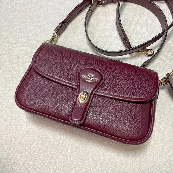 Coach Hadley Turnlock Shoulder Bag in Dark Wine - Image 4