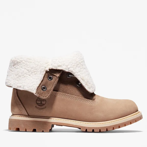 Timberland Authentics Waterproof Roll-Top Boots Size 7.5 Faux Fur Nubuck Tan - Image 8