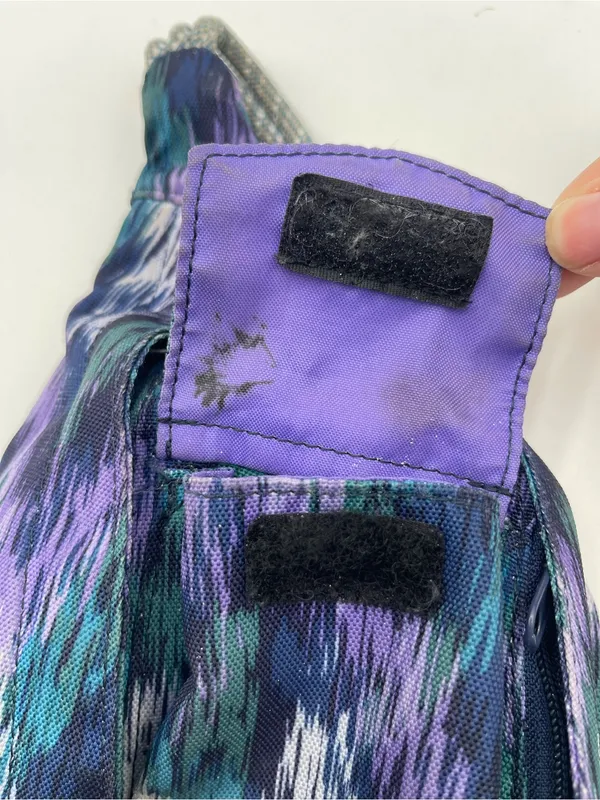 KAVU Mini Rope Sling Bag 5 Zipper Compartments Blue Purple 100% Cotton 9x16 In - Image 8