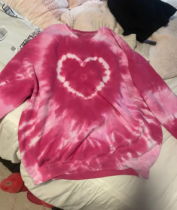 Urban Outfitters Pink Tie Dye Heart Oversized Sweater - Image 2