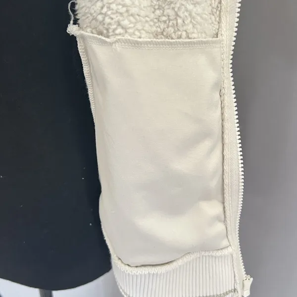 Athleta Tugga Jacket Womens M Sherpa Teddy Fleece Full Zip Cozy Ivory‎ Medium - Image 9