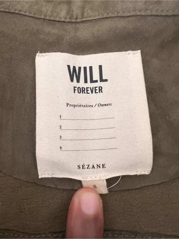 Sezane Camel Suede Goat Leather Will Jacket Olive Green Size Small - Image 4