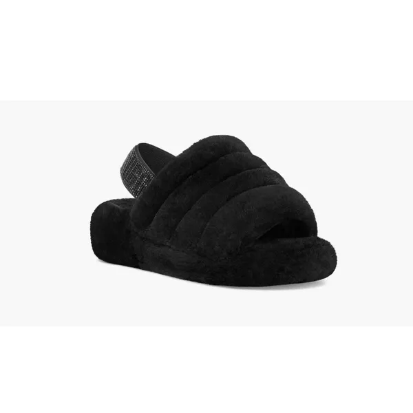 UGG Womens Fluff Yeah Rhinestone Crystal SlideBlack Slippers in Black Size 8 NEW - Image 2