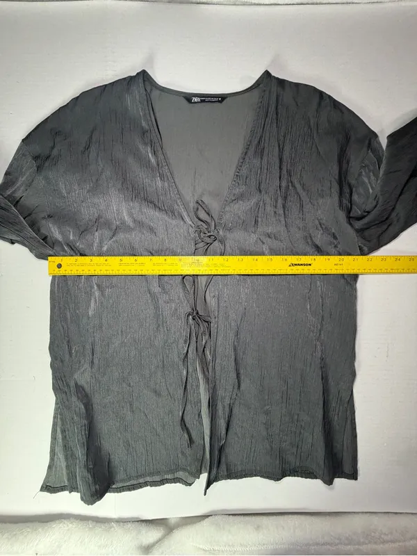 Zara Silver-Gray Tie-Front Kimono Top - Image 5