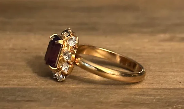 Vintage Amethyst And Rhinestones Adjustable Ring Gold - Image 4