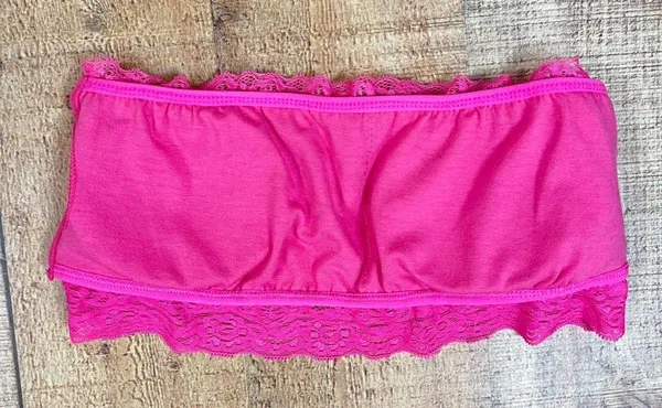 Tarea Rue 21 Medium Juniors Sequin Lace Hot Pink Bandeau Bra Top - Image 6