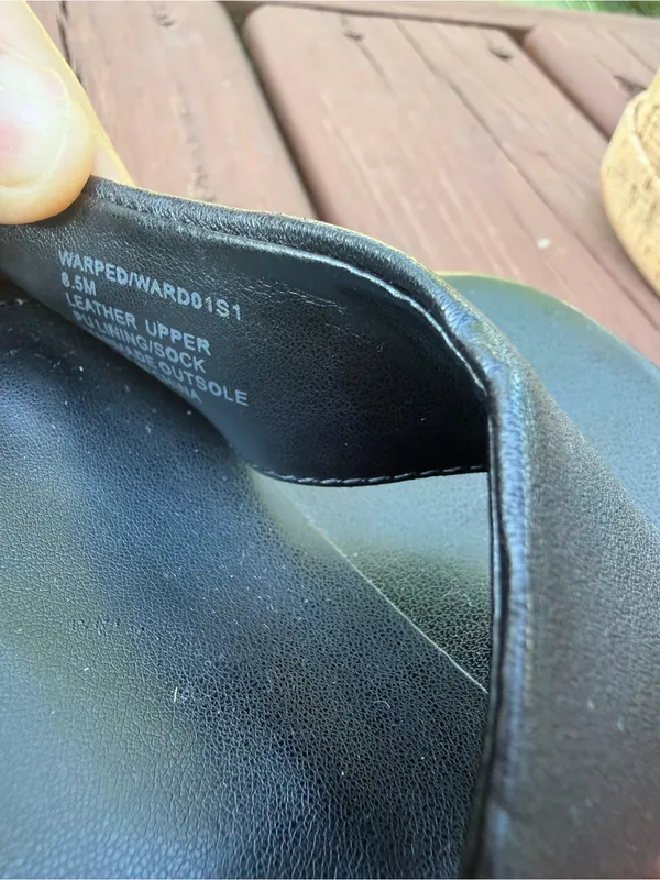 Steve Madden Warped Black Leather Cork Platform Sandals 8.5M $125 Retail - Image 7