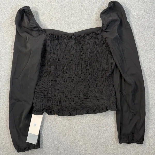 COMMENSE Women's Medium Black Bustier Style Smocked Puff Long Sleeve Crop Top - Image 10