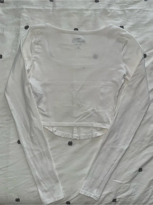 Hollister White Long Sleeve Corset Top - Image 4