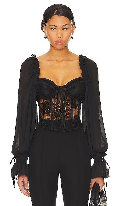 For Love & Lemons Sade Top Black - Image 2