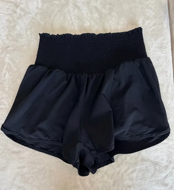 aerie Black Smocked-Waist Flow Shorts - Image 4