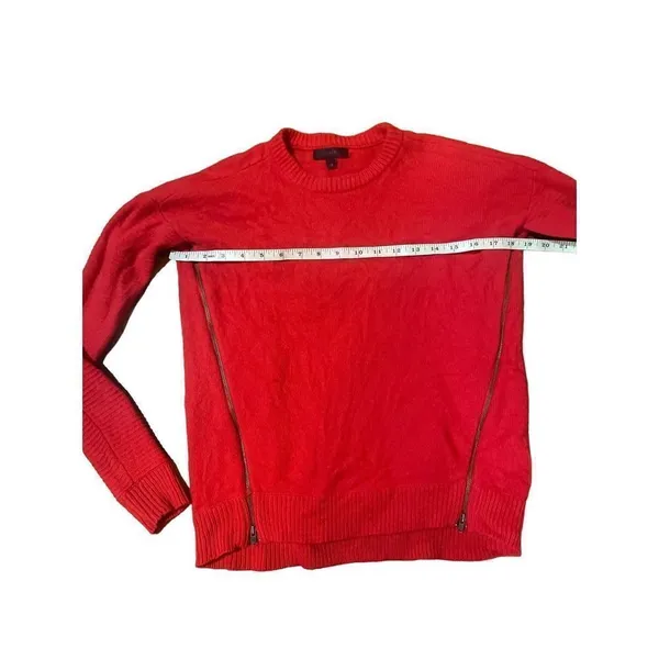 J. Crew 100% wool womens‎ red sweater with zip up sides size XS *flawed* - Image 3