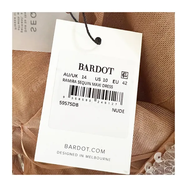 Bardot Maxi Dress Women's XL Nude Shimmering Ramira Sequin Spaghetti Straps - Image 8