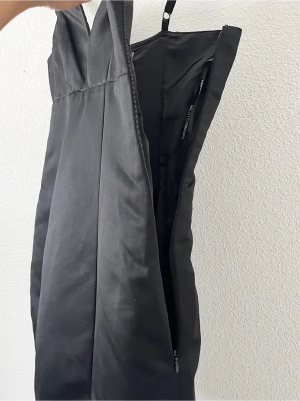 Forever 21 Y2K Black Satin Cutout Back Ruffle Homecoming Cocktail Mini Dress - Image 8