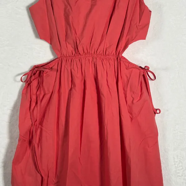 Rails Women Coral Pink Organic Cotton Tencel Cut-Out Midi Dress Small Sleeveless - Image 12