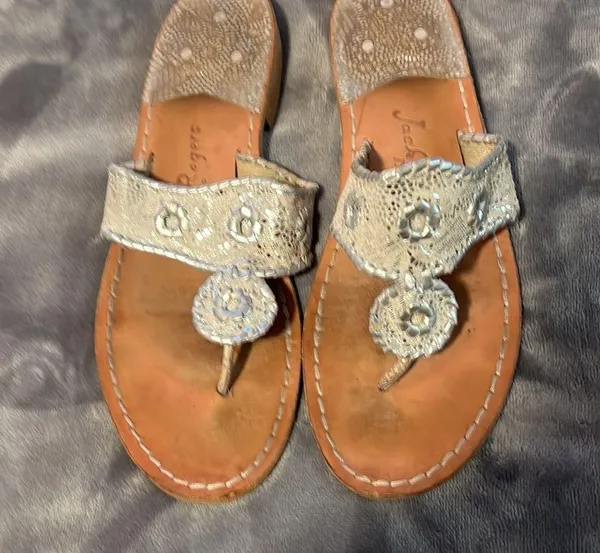 Jack Rogers gold leather sandal 10 - Image 2