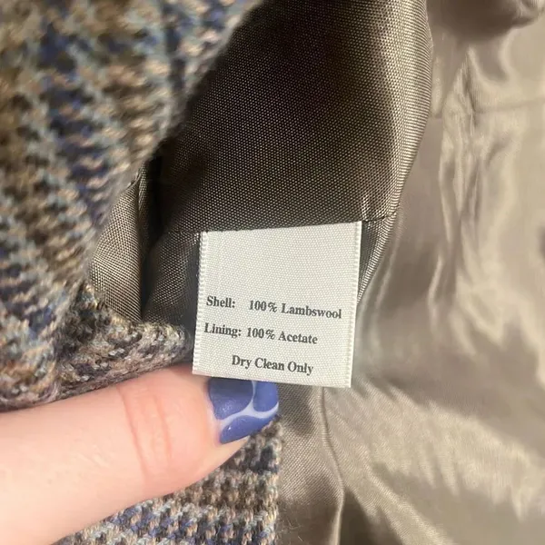 ✨Talbots Wool Sz 14 Blazer Green Beige Plaid Lambswool✨ - Image 6