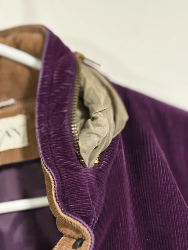 Vintage Braetan Purple Corduroy Bomber Jacket with Tan Collar - Image 6