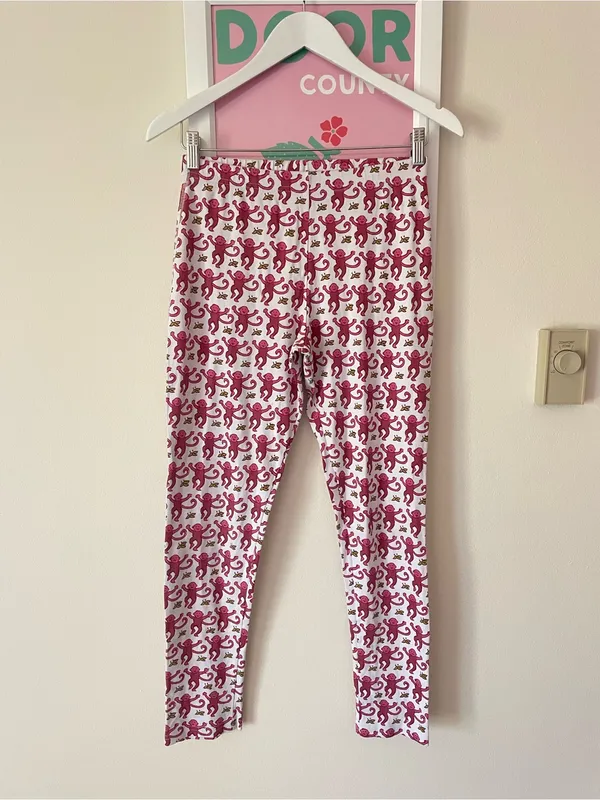 Roller Rabbit Monkey Top & Bottoms Pajamas Set Pink Red 100% Pima Cotton XS - Image 7